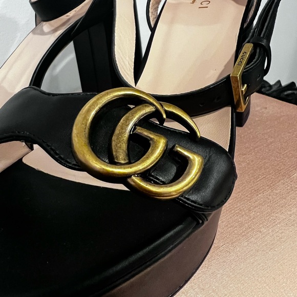 Gucci Marmont Black Platform Sandal size 37.5 - Picture 4 of 7